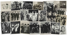Moe Howards Lot of 100 Photos From the Curly Joe Era -- Some Candid, Some From Three Stooges Films & Appearances, Cartoon Characters, Etc. -- 10 x 8 Except for a Few -- Very Good Plus